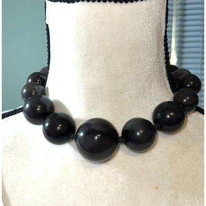 Large Acrylic Graphite Beaded Necklace -- 16"